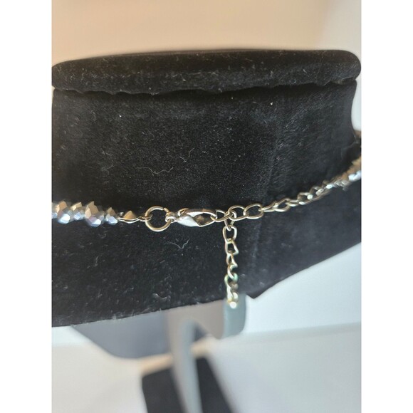 Silver Tone Necklace Beaded with Textured Beads Adjustable Length - Picture 4 of 5